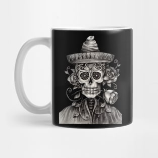 Mexican skull in love day of the dead. Mug